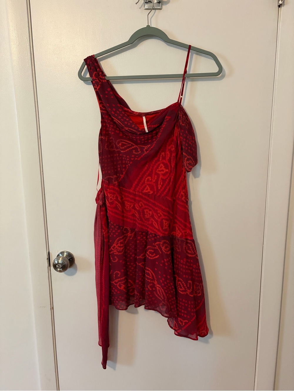 Anthropologie Red Asymmetrical One-Shoulder Dress